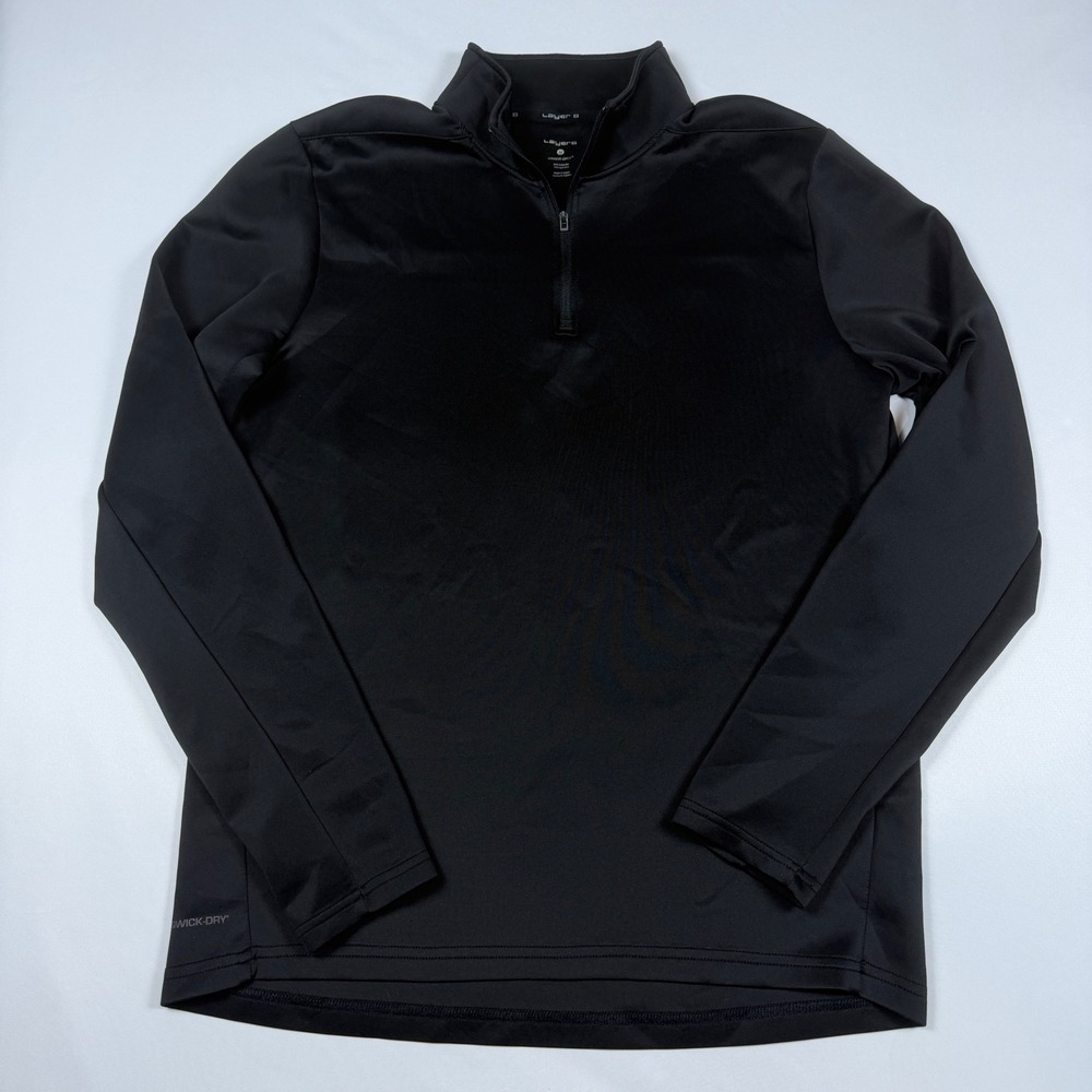 Layer 8 Quarter Zip Pullover Mens Medium Black Qwick-Dry Active Stretch
